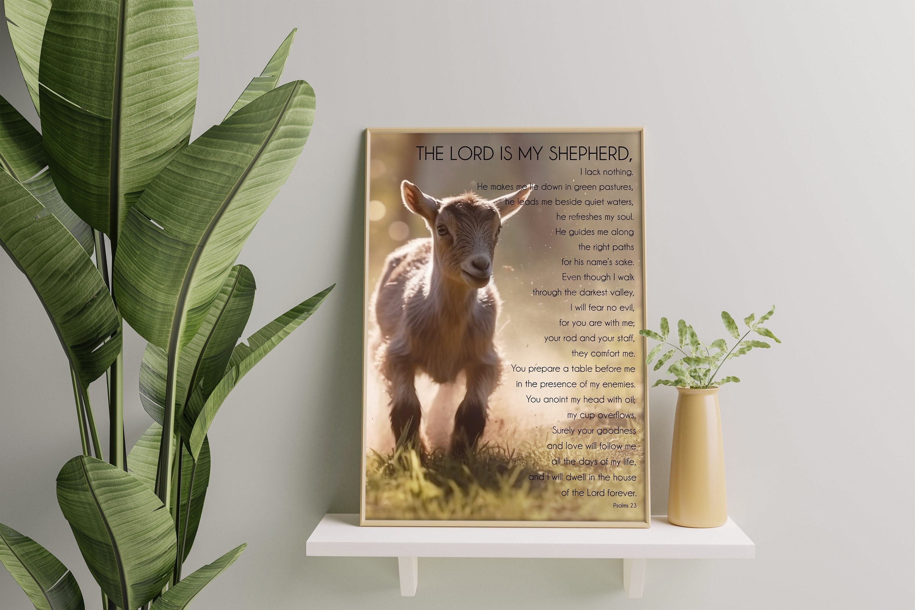 Psalm 23 The Good Shepherd - Sheep Found, Digital Christian Art Painting, Christian Wall Decor, Faith Inspired Interior, Jesus Loves Me