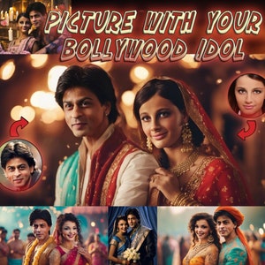 Shah Ruck Khan Customized Poster with Your Photo, Bollywood Fan Gift, Personalized Bollywood Wall Art, Bollywood Home Decor