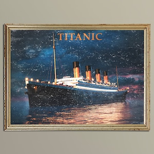 Titanic Movie Poster, Vintage RMS Titanic Poster, Vintage Postcard Titanic Ship, DIGITAL DOWNLOAD