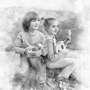 Digitale kunstschets van foto, maak van je foto een realistisch schetspotlood, digitale houtskoolschets, aangepaste portretschets, dikke stylus