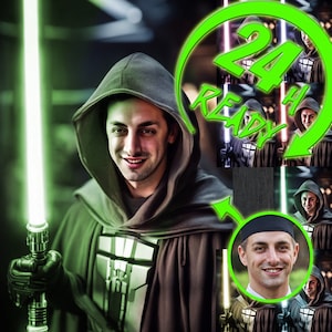 Star Wars Digital Portrait with Your Photo, Turn Your Photo Into a Star Wars Character,a Unique Gift for Star Wars Fans,Star Wars Lightsaber