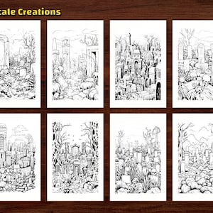 50 Graveyard Coloring Page Book, Halloween Tombstone Cemetery ...