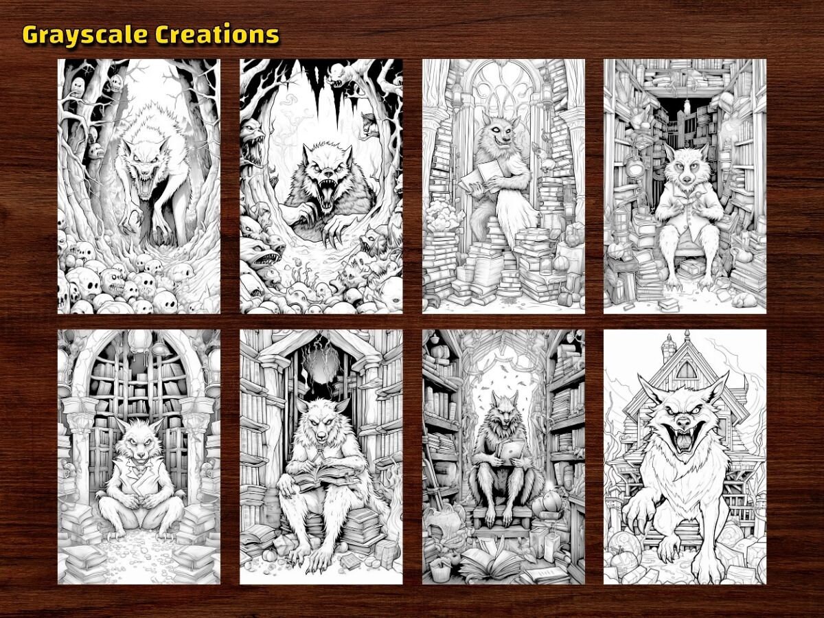 50 Scary Werewolf Coloring Page Book Printable PDF Sheets - Etsy