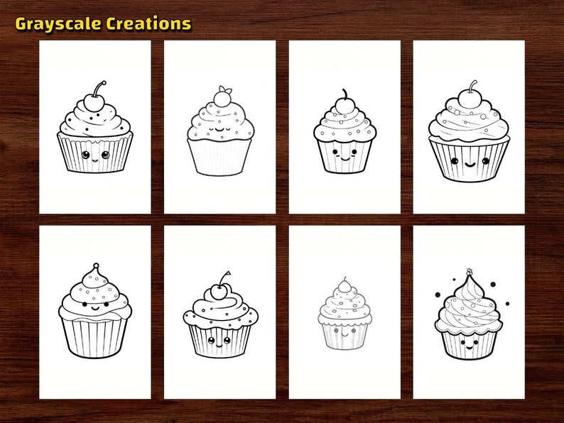 50 Cupcake Coloring Page Book Sweet Cake Food Cute Kawaii - Etsy