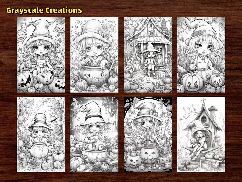 50 Cute Baby Witch Coloring Page Book Printable PDF Sheets - Etsy