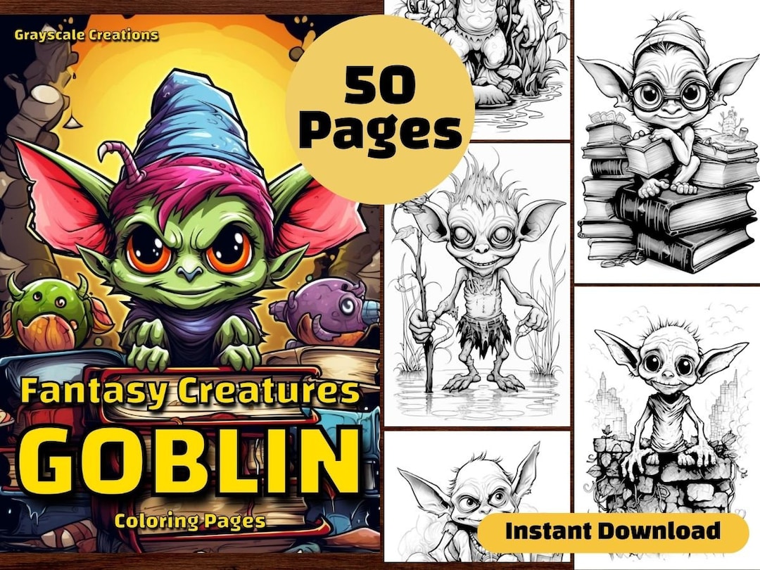 50 Cute Goblin Coloring Page Book Printable PDF Sheets - Etsy