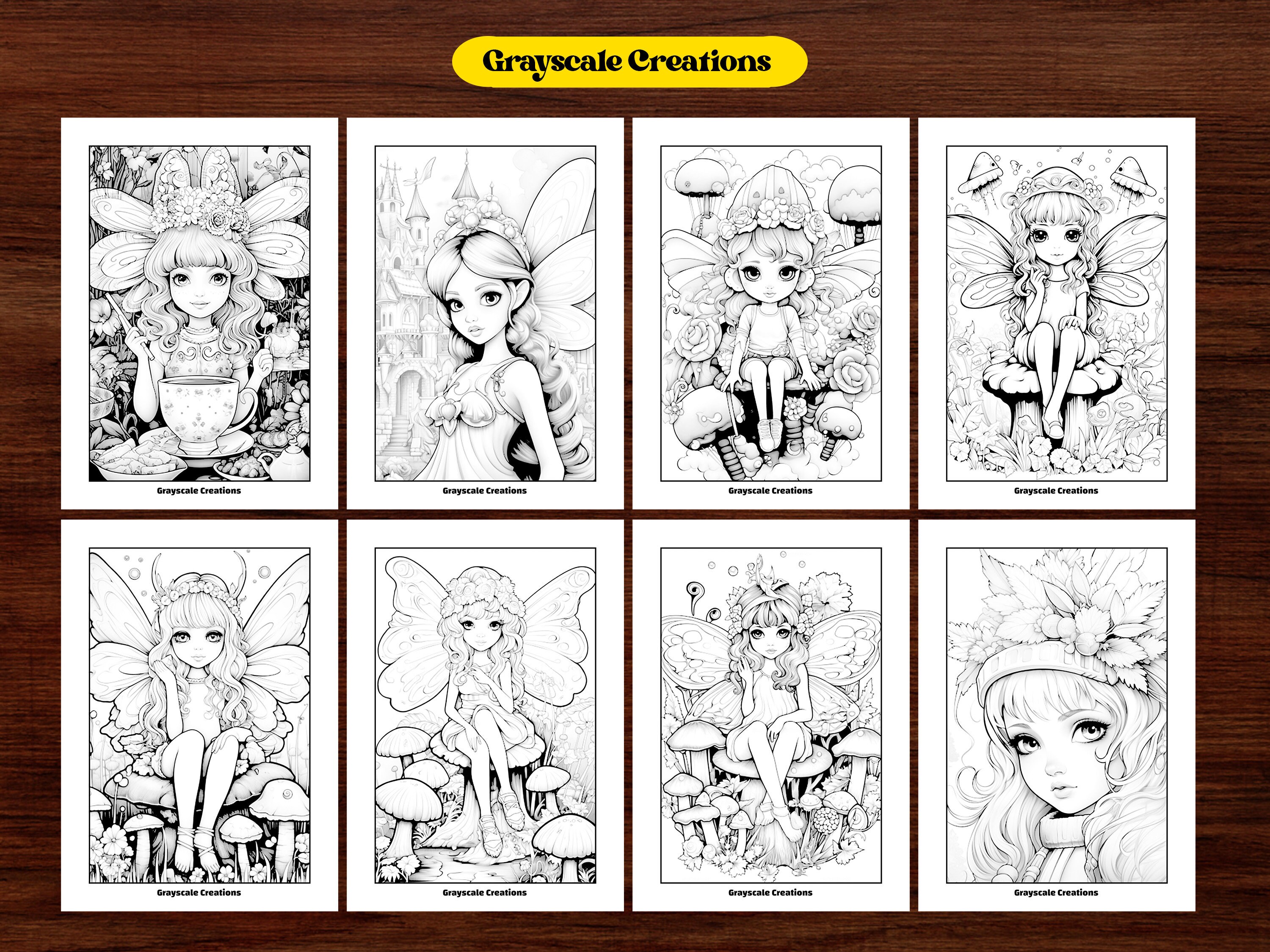 50 Cute Baby Fairy Coloring Page Book, Printable PDF Sheets, Instant ...