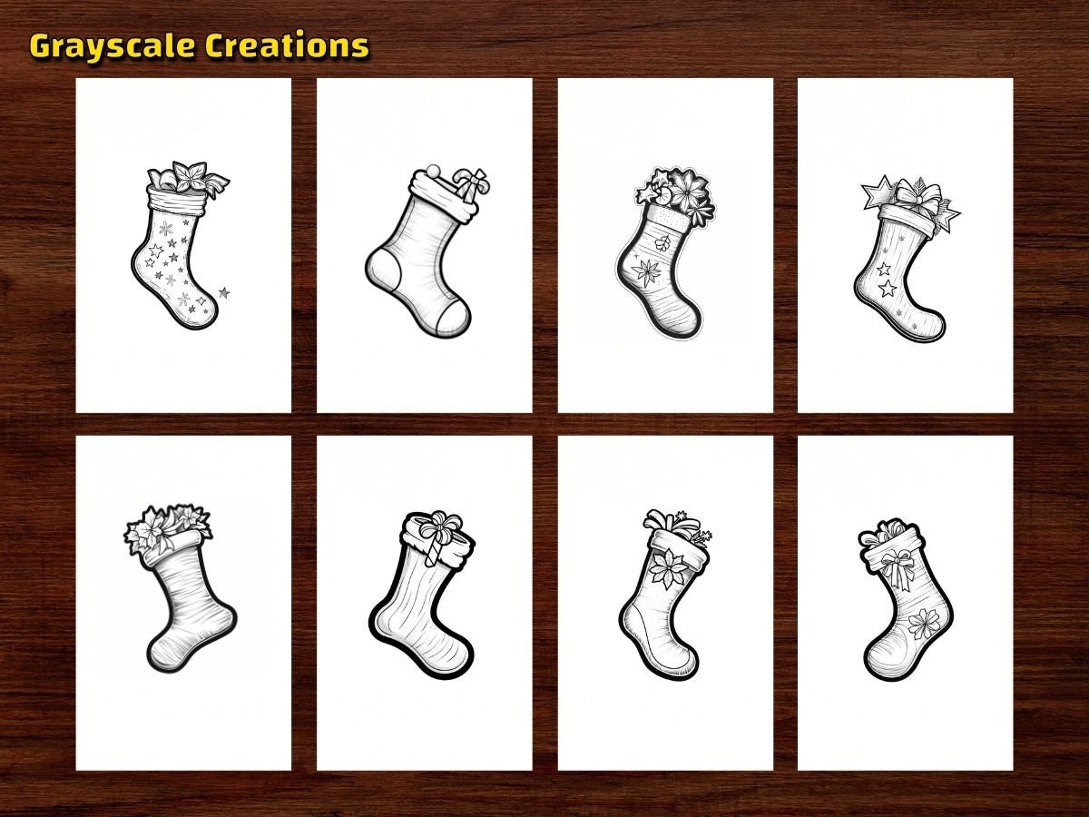 Libro para colorear de 50 calcetines navideños, adornos de nieve para  Navidad, hojas imprimibles en PDF, coloración en escala de grises, para  adultos y niños. - Etsy México, image size:1200x900