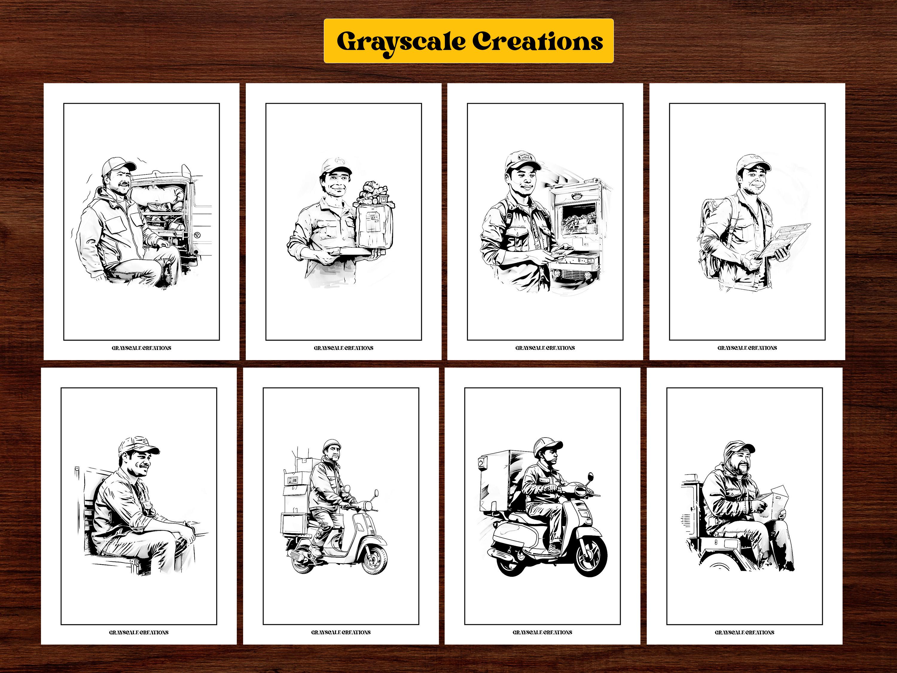 50 Delivery Driver Coloring Page Book, People Human Profession Coloring ...