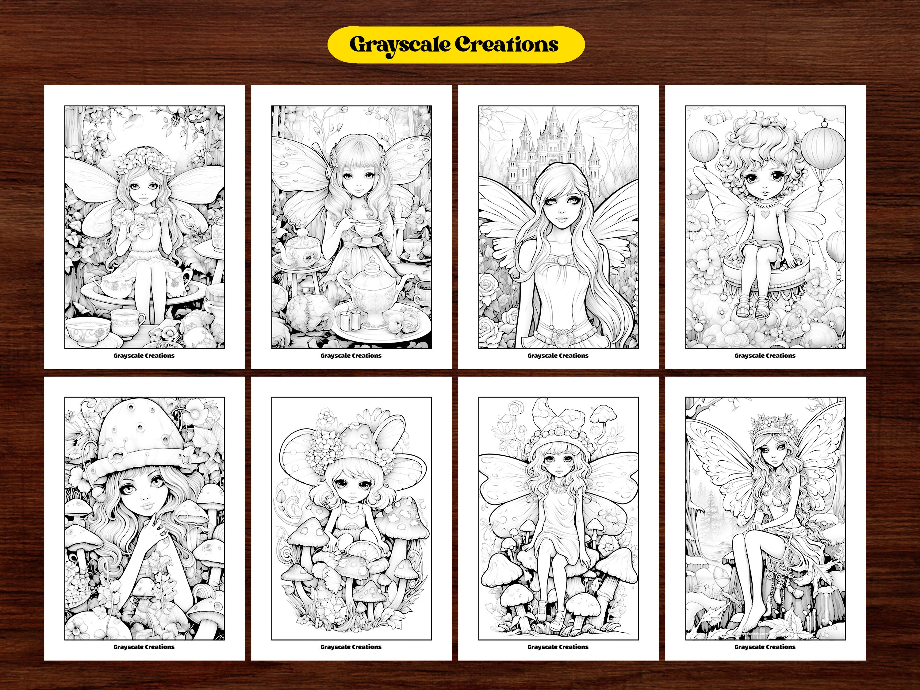 50 Cute Baby Fairy Coloring Page Book, Printable PDF Sheets, Instant ...