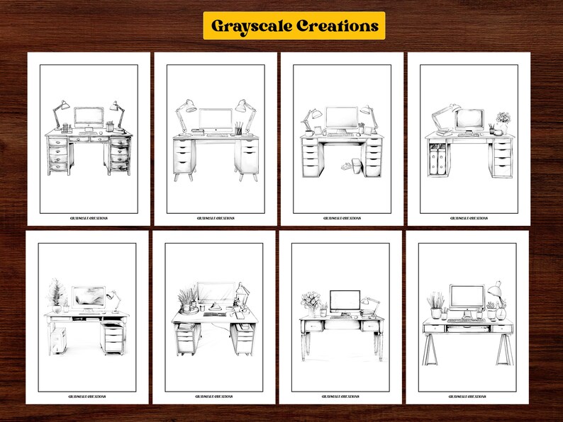 50 Desk With Computer Coloring Page Book, Nature House Interior ...