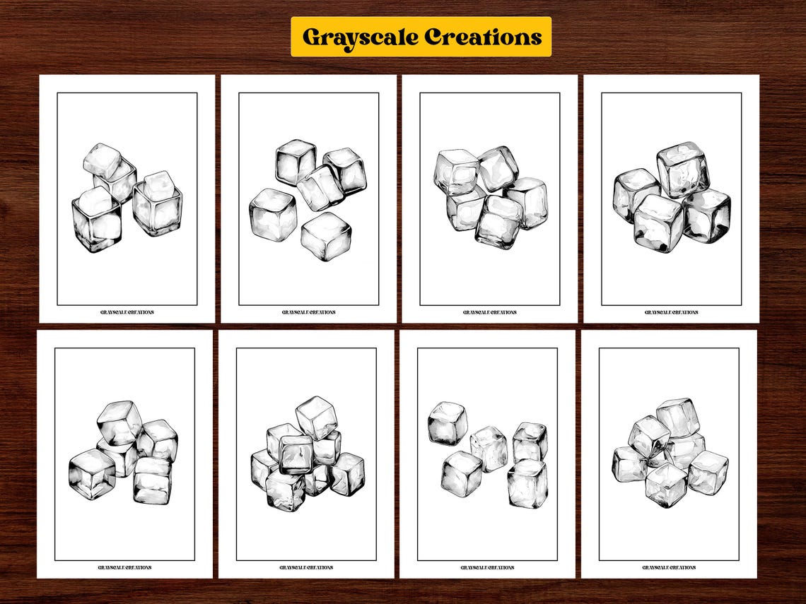 50 Ice Cubes Coloring Page Book, Food Beverage Drink Culinary ...