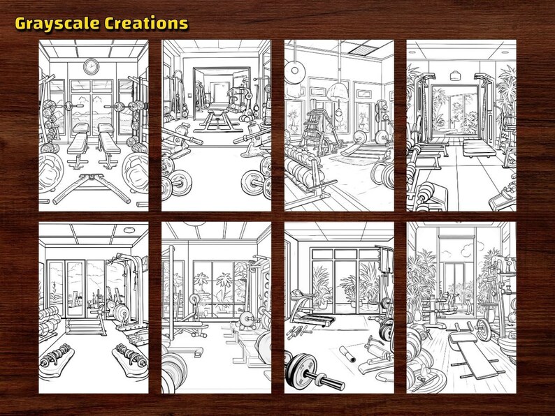 50 Gym Coloring Page Book, Printable PDF Sheets, Instant Download ...