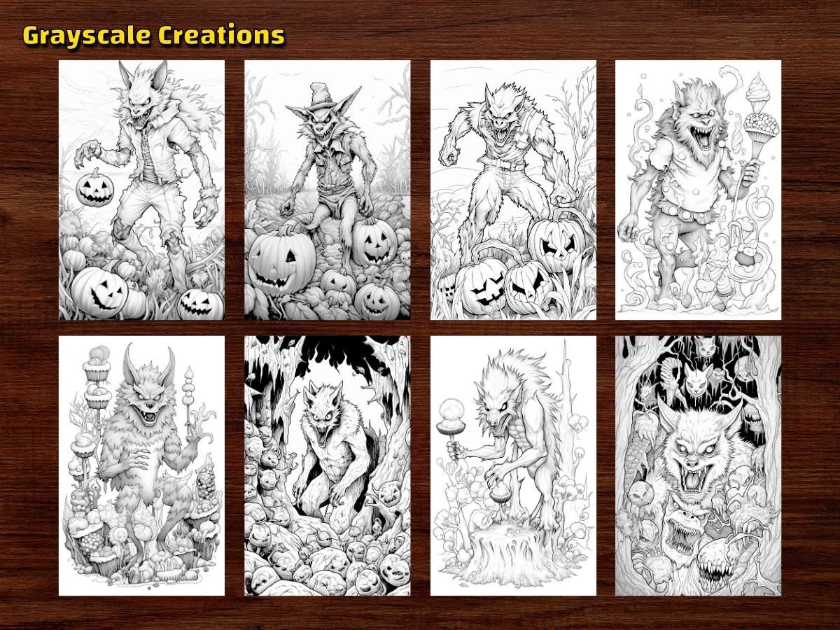 50 Scary Werewolf Coloring Page Book Printable PDF Sheets - Etsy