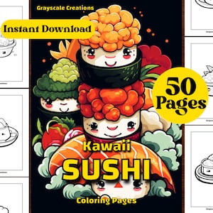 Livre De Coloriage Pour Enfants Rouleau De Sushi Mignon Illustration  Vectorielle