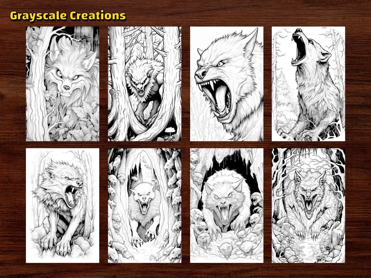 50 Scary Werewolf Coloring Page Book Printable PDF Sheets - Etsy