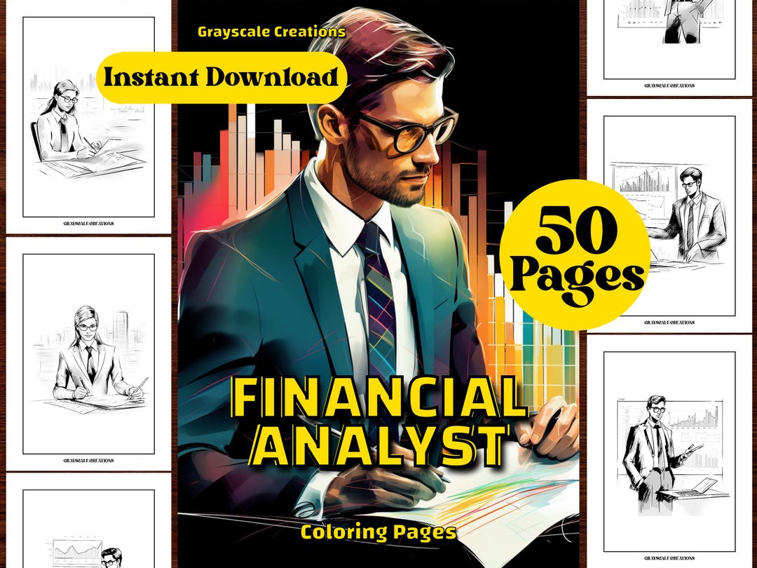 50 Financial Analyst Coloring Page Book, People Human Profession ...