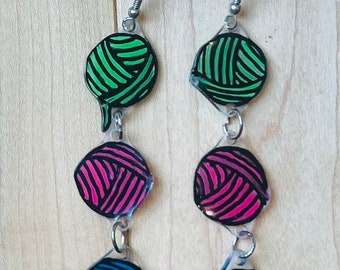 Yarn ball earrings