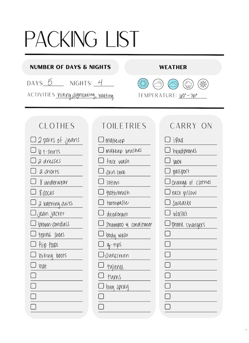 INSTANT DOWNLOAD PRINTABLE Aesthetic Minimalist Packing List Clothes instant-download-printable-aesthetic-minimalist-packing-list-clothes