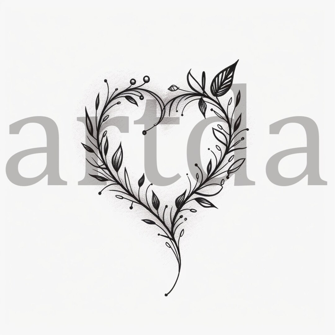 Heart Shaped Tattoo With Minimal and Abstract Designs Etsy