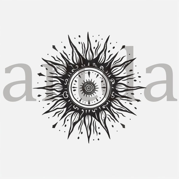 Le tatouage du soleil avec un design minimal et abstrait
