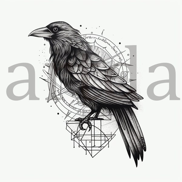Crow Tattoo Design with Minimalist and Abstract Touches