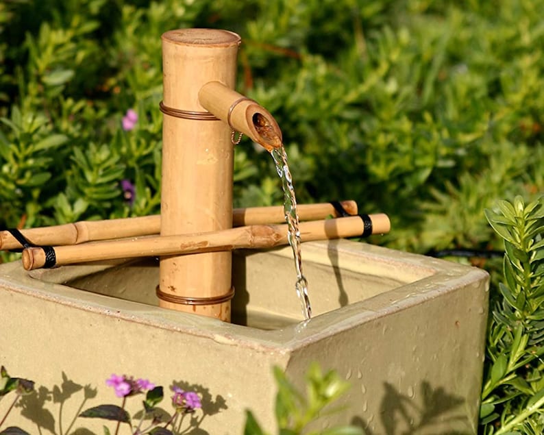 Bamboo Water Fountain With Pump Indoor Outdoor Fountain Diy Etsy