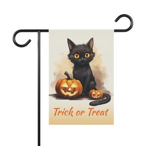 Halloween schwarze Katzen Flagge - Süßes oder Saures - Kürbisse Kürbisse - Garten Hof Haus Flagge - Halloween Outdoor Dekor Dekorationen - Orange