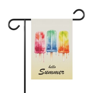 Hallo Sommer Flagge - Schmelzendes Eis am Stil 12 &quot;x 18&quot; Garten Yard Haus Flagge - Niedliche Bunte Sommer Dekor Dekorationen