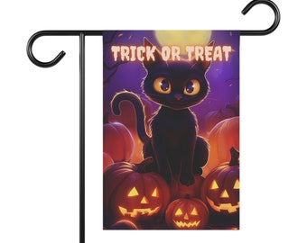 Leuke Halloween Black Cat-vlag - Jack o' lanterns en Moon - Trick or Treat