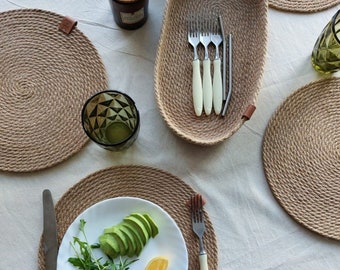 Table placemate round, table serving, placemats, set of placemats, jute placemats, natural, rustic, kitchen, for hotel, for restaurant