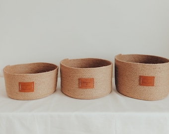 Jute baskets,set of 3, flower pot basket, storage organization, for hotels,for home, bathroom, kitchen, living room, kid's roome, farm house