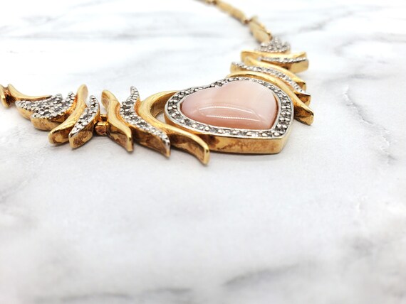 Vintage Pink Moonglow Thermoset Heart Necklace/Pi… - image 3