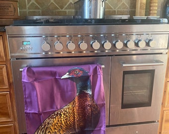 Pheasant  Purple  Cotton Tea Towel