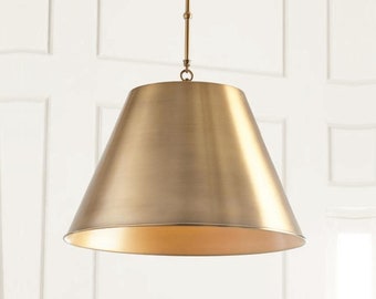 Bronze pendant light fixture, Brass cone pendant light, Kitchen island lighting, Brass chandelier lighting