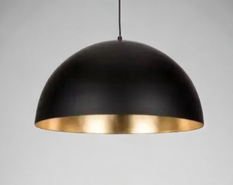 Luminaria negra moderna, Luminaria de cúpula negra, Iluminación de cocina negra y dorada, Luz colgante negra moderna, Luz de cúpula de cocina