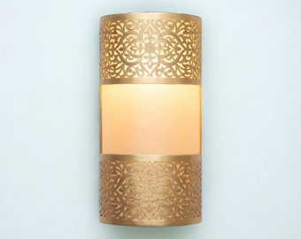 Brass Wall Sconce Lighting, Moroccan Lampshade, Brass Wall Sconce, Moroccan Brass Wall Light - Home Deco