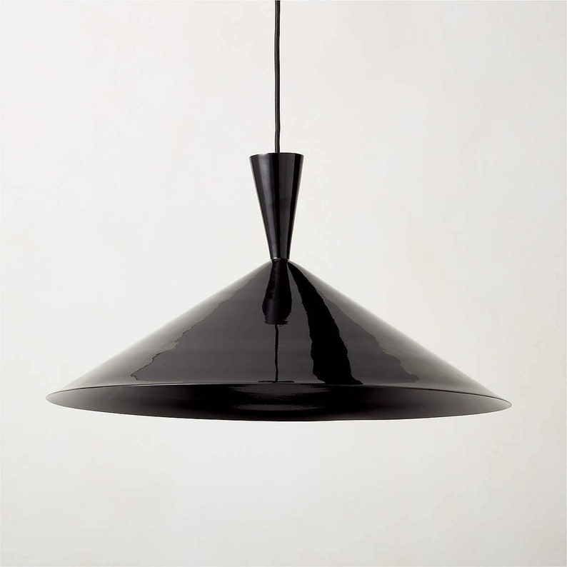 Modern black pendant light Black light fixture Black pendant light kitchen Cone-shaped black ceiling light image 1