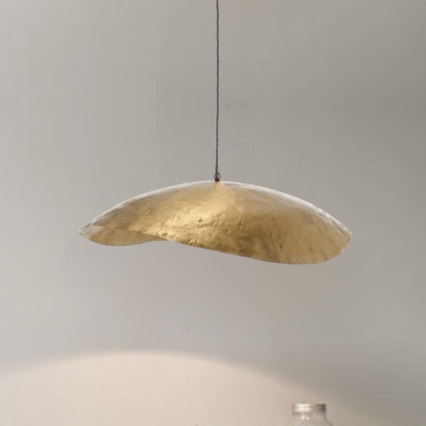 Leaf Brass Pendant Light, Gold Ceiling Lamp Shade, Hammered Brass Pendant Light, Brass Leaf Hanging Light, Minimal Hanging Light Fixture