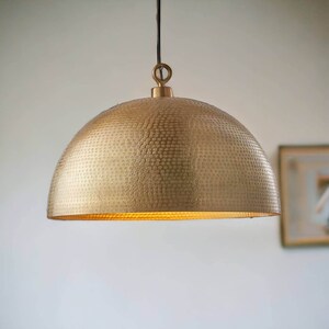Hammered brass dome pendant light deals