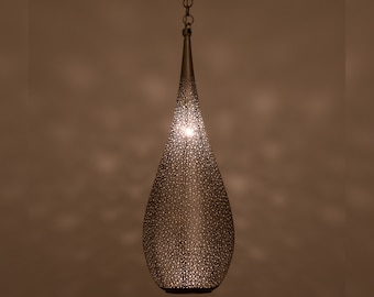 Handgemaakte Teardrop hanglamp - geperforeerd messing traanlicht - regendruppel hanglamp - Marokkaanse hanglamp