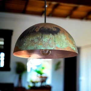 Lampade a sospensione in stile rustico per isola cucina, lampada a sospensione in rame ossidato, paralume a sospensione in rame patinato, Art Déco immagine 5