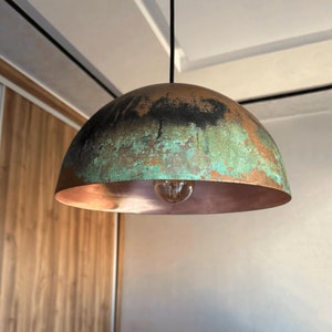 Lampes suspendues de ferme pour îlot de cuisine, suspension en cuivre oxydé, abat-jour suspendu en cuivre patiné, art déco image 6