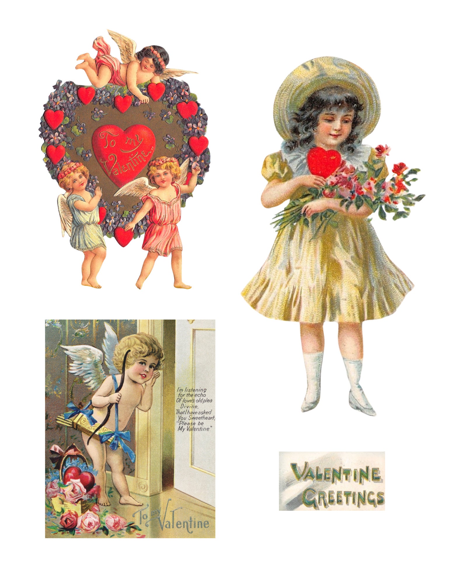 Vintage Valentine Ephemera Inspired by the Antiquarian Sticker Book for