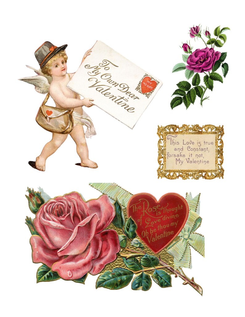 Vintage Valentine Ephemera Inspired by the Antiquarian Sticker Book for