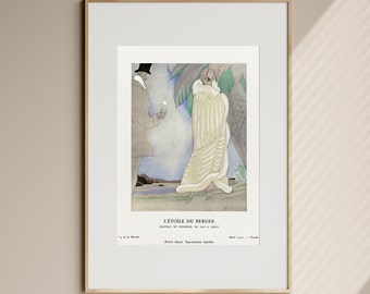 Pastel art printable, vintage fashion illustration, art deco home decor,