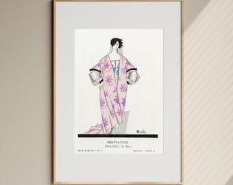 Vintage illustration printable, fashion poster ,