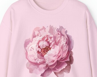 Sudadera unisex Peony de mezcla gruesa, suave, cuello redondo, para hombre y mujer
