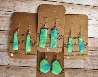 Blue & Green Polymer Clay Faux Stone Dangles