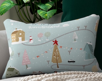 Winter Wonderland Christmas Pillow Gift for her Classic Christmas Decor Lumbar Pillow Cute Christmas Gift Holiday Pillow Christmas Present